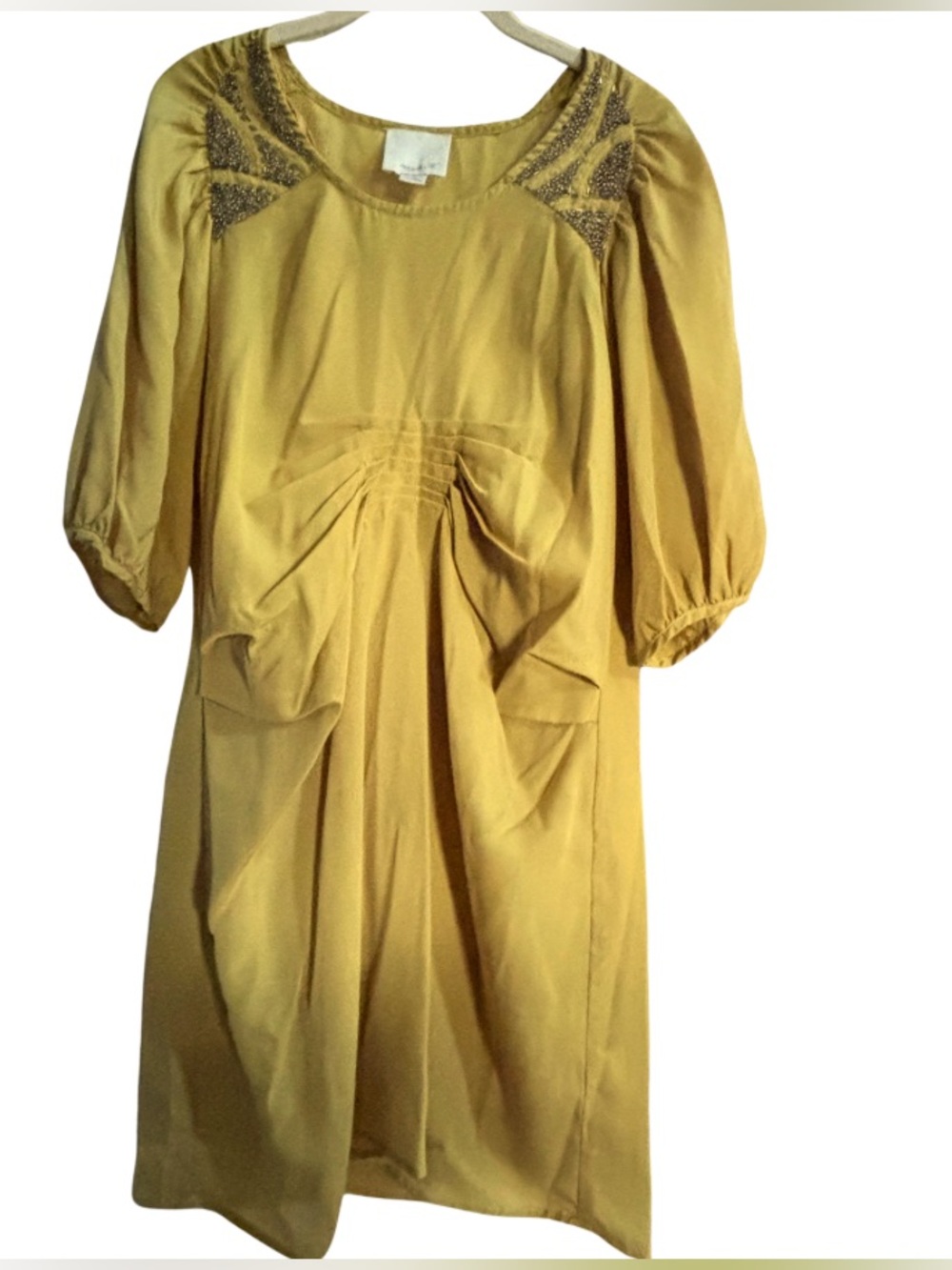 Aryn K Boho-chic Y2K chartreuse bead-embellished cocktail dress